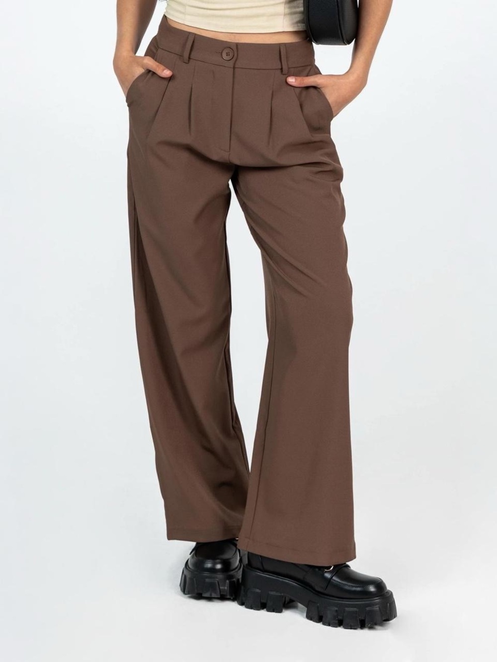 Princess Polly Brown Straight Leg Pants